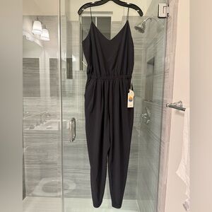 Vuori Black Villa V-Neck Spaghetti Jumpsuit